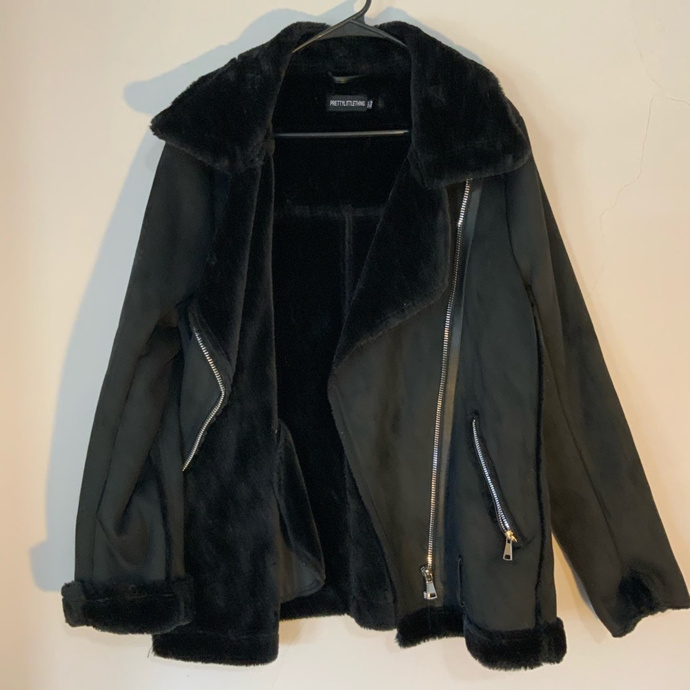 Black suede fur lined aviator